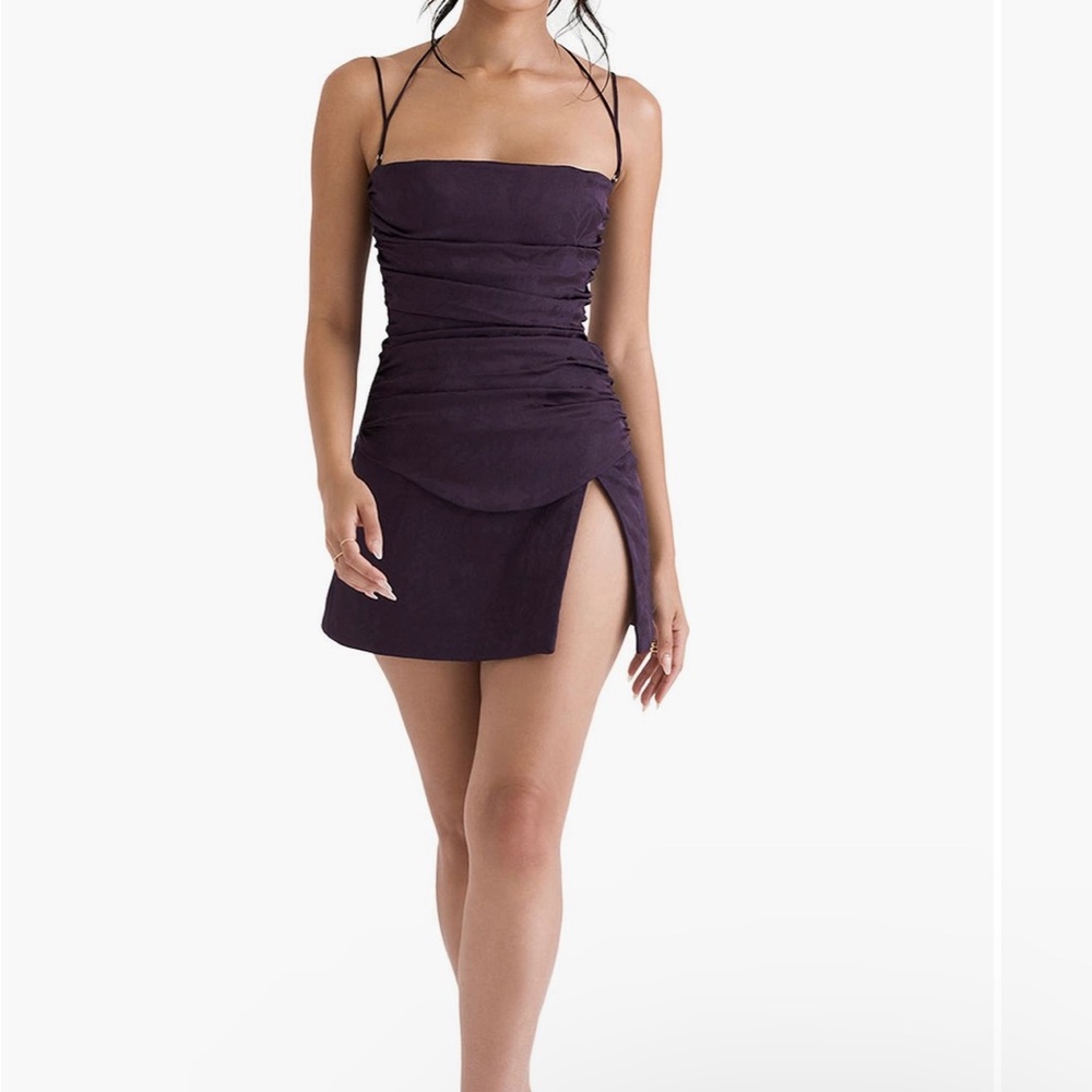 HOUSE OF CB Melia Floral Jacquard Stretch Satin Mini Dress